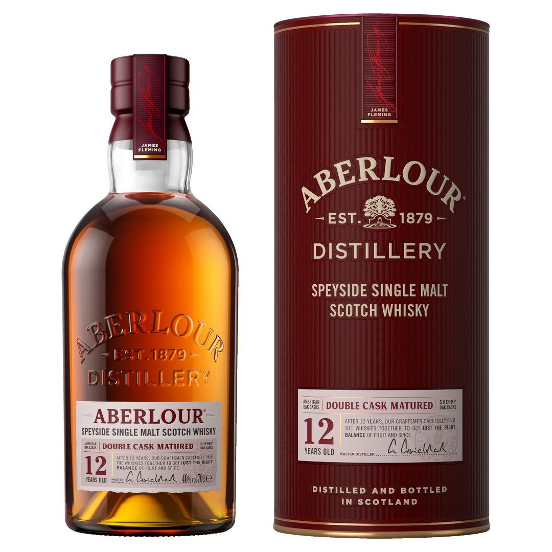 Aberlour whisky bottle and packaging on a white background