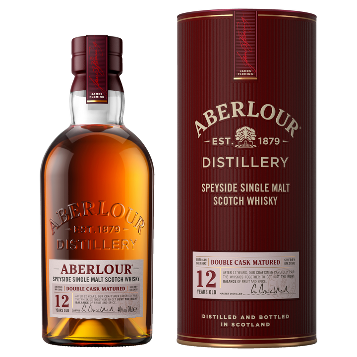 Aberlour whisky bottle and packaging on a white background