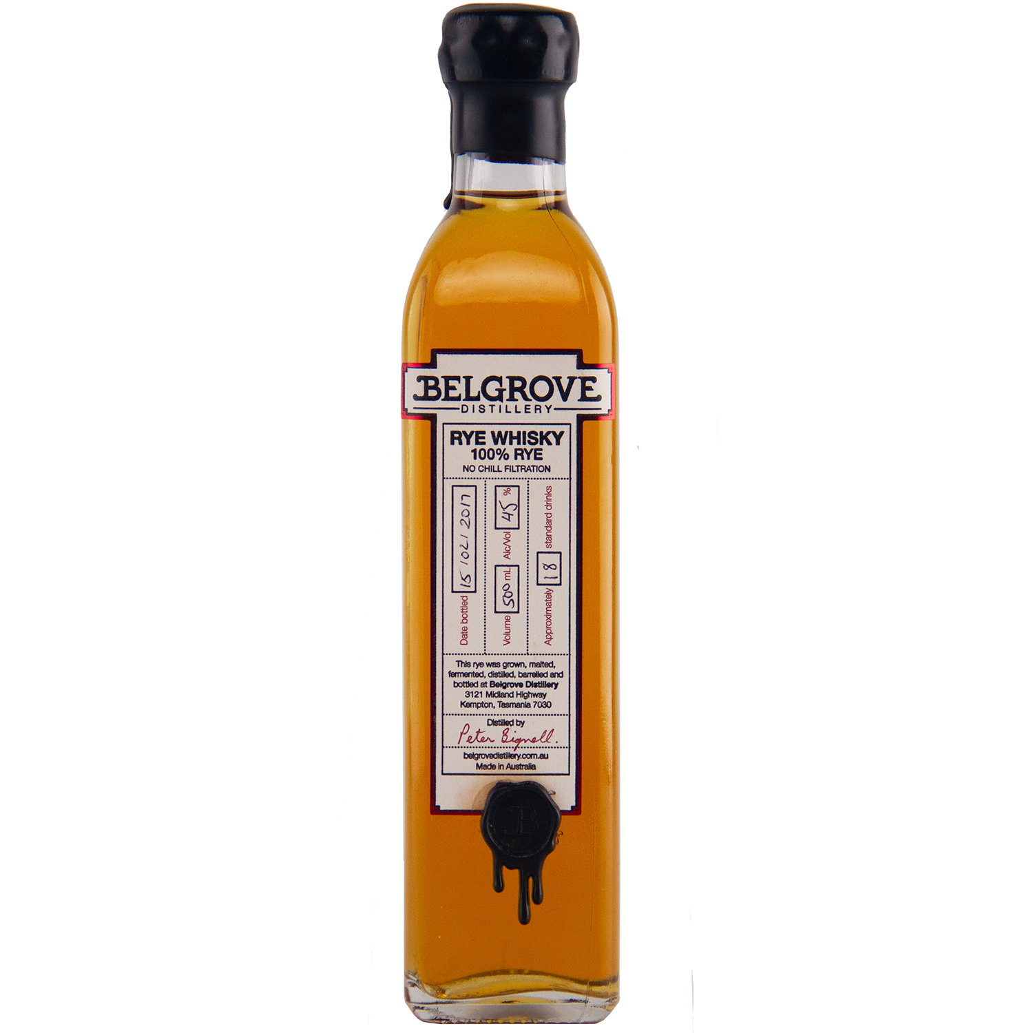 Belgrove whisky bottle on a white background