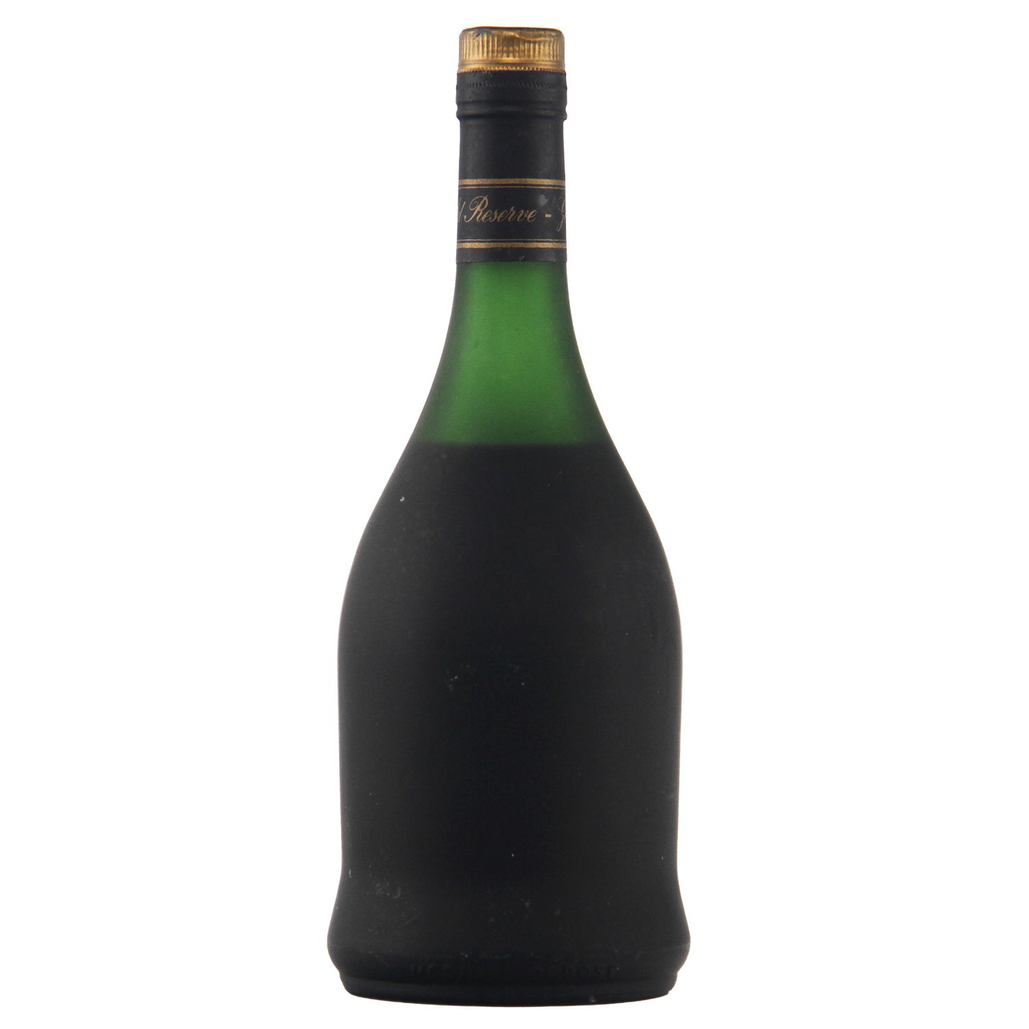 Green wine bottle with gold cap on a white background