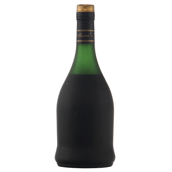 Green wine bottle with gold cap on a white background