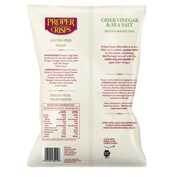 Proper Crisps Cider Vinegar and Sea Salt Chips