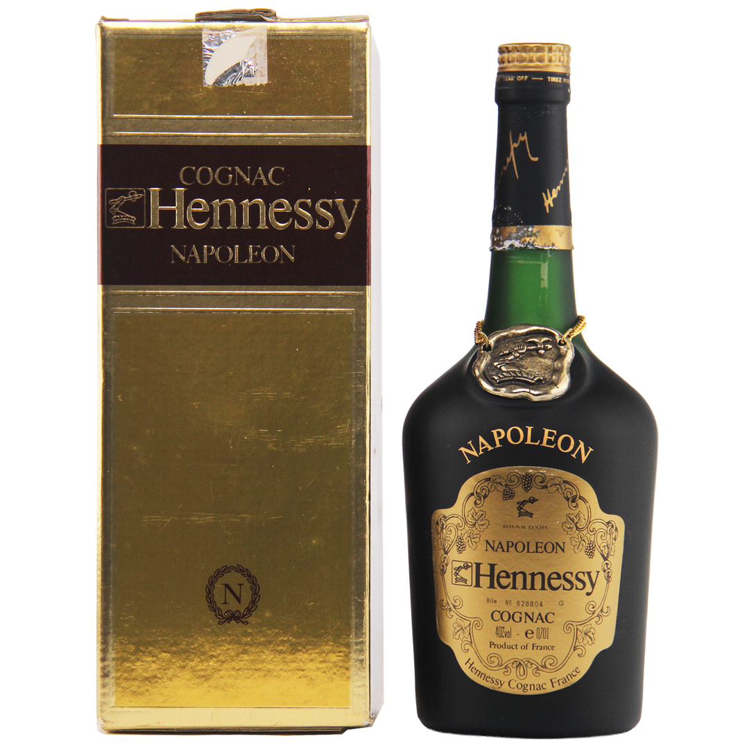Hennessy Napoleon Cognac bottle and packaging on a white background