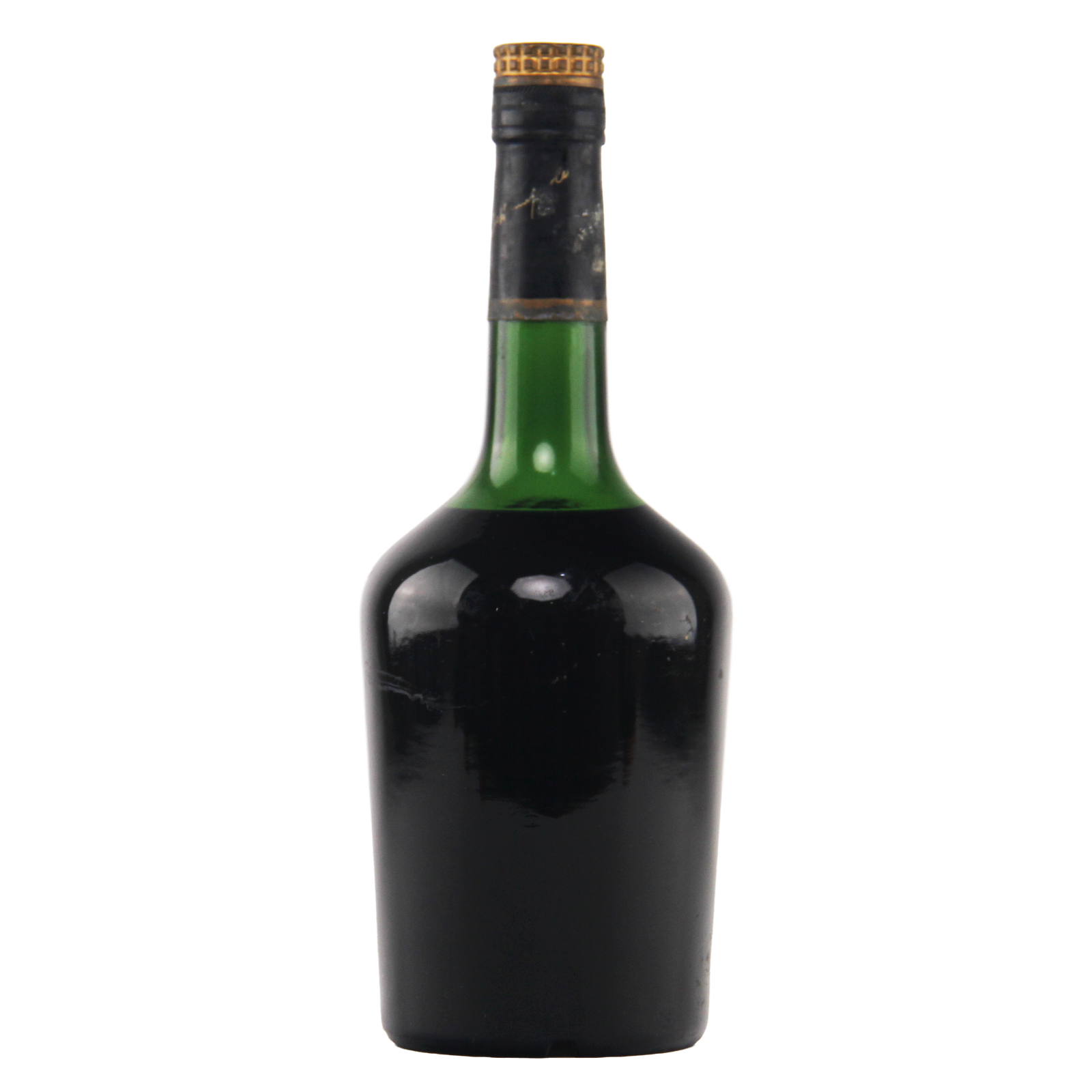 Dark bottle with a cork on a white background