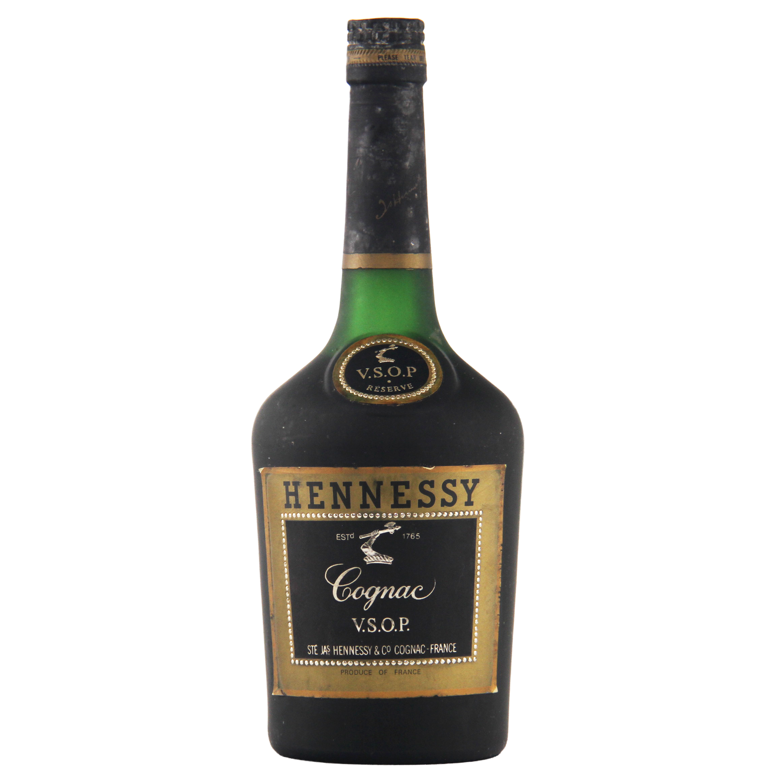 Hennessy VSOP Cognac bottle on a white background