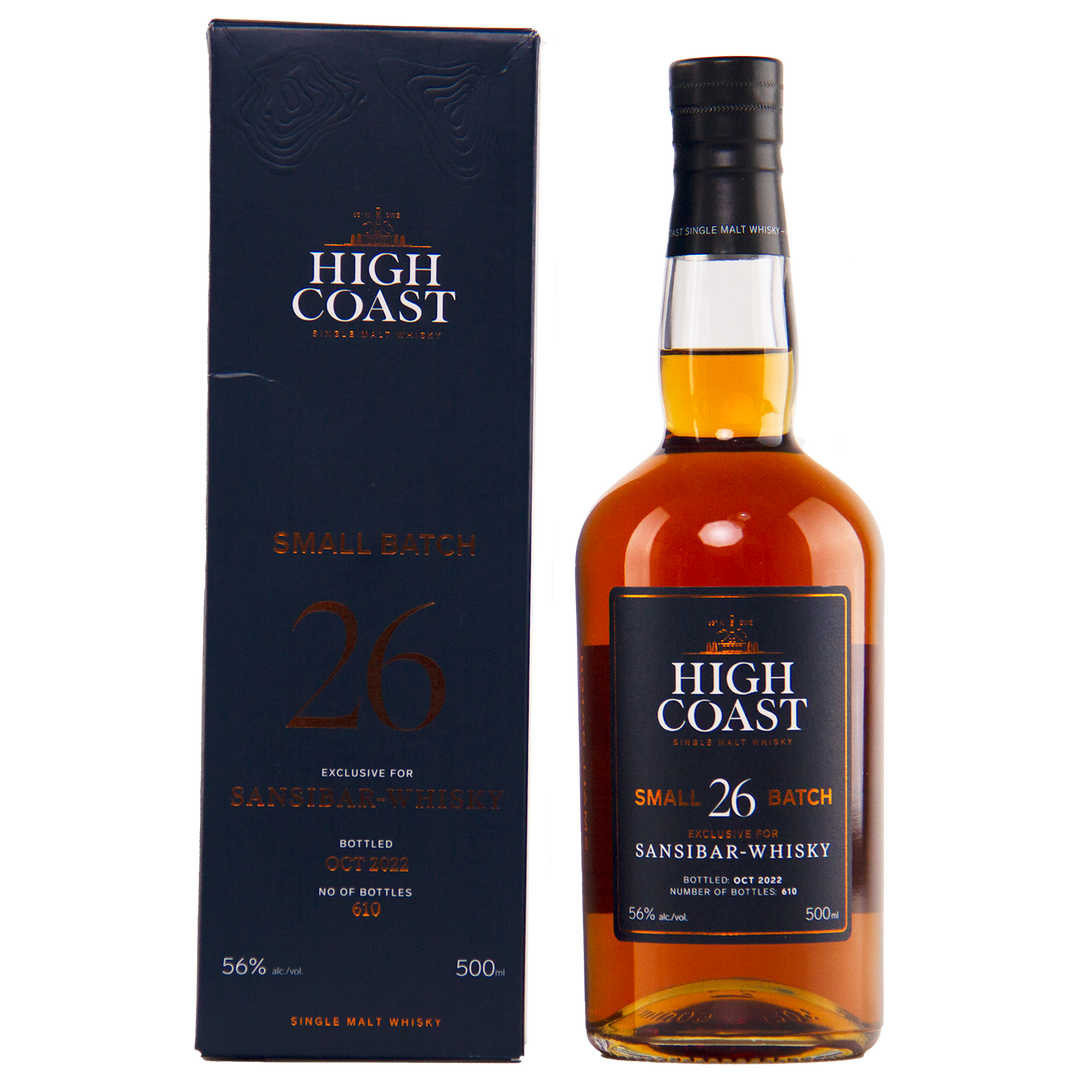 High Coast whisky bottle and box on a white background