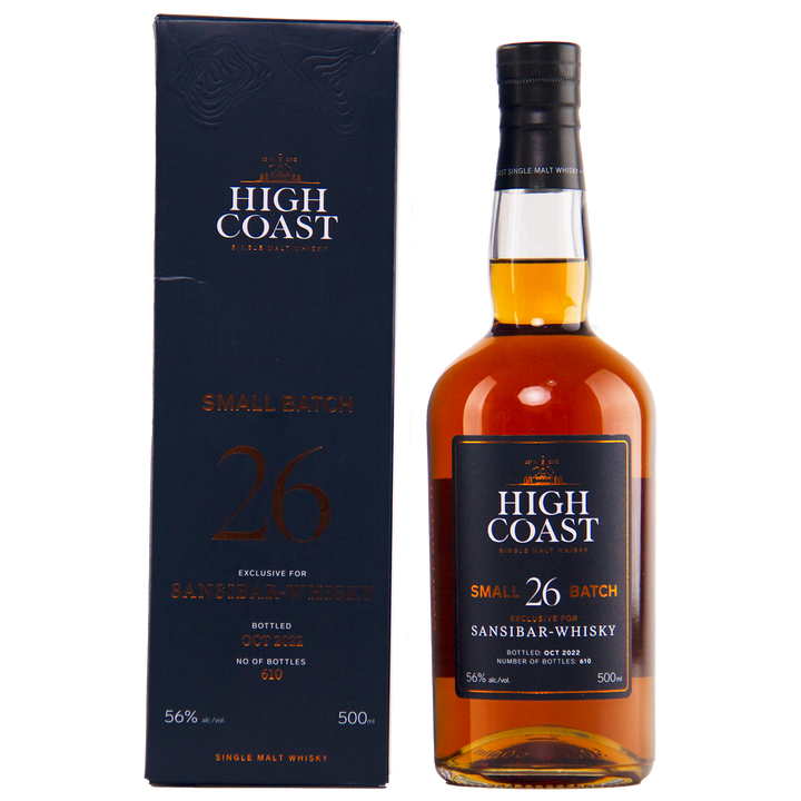 High Coast whisky bottle and box on a white background