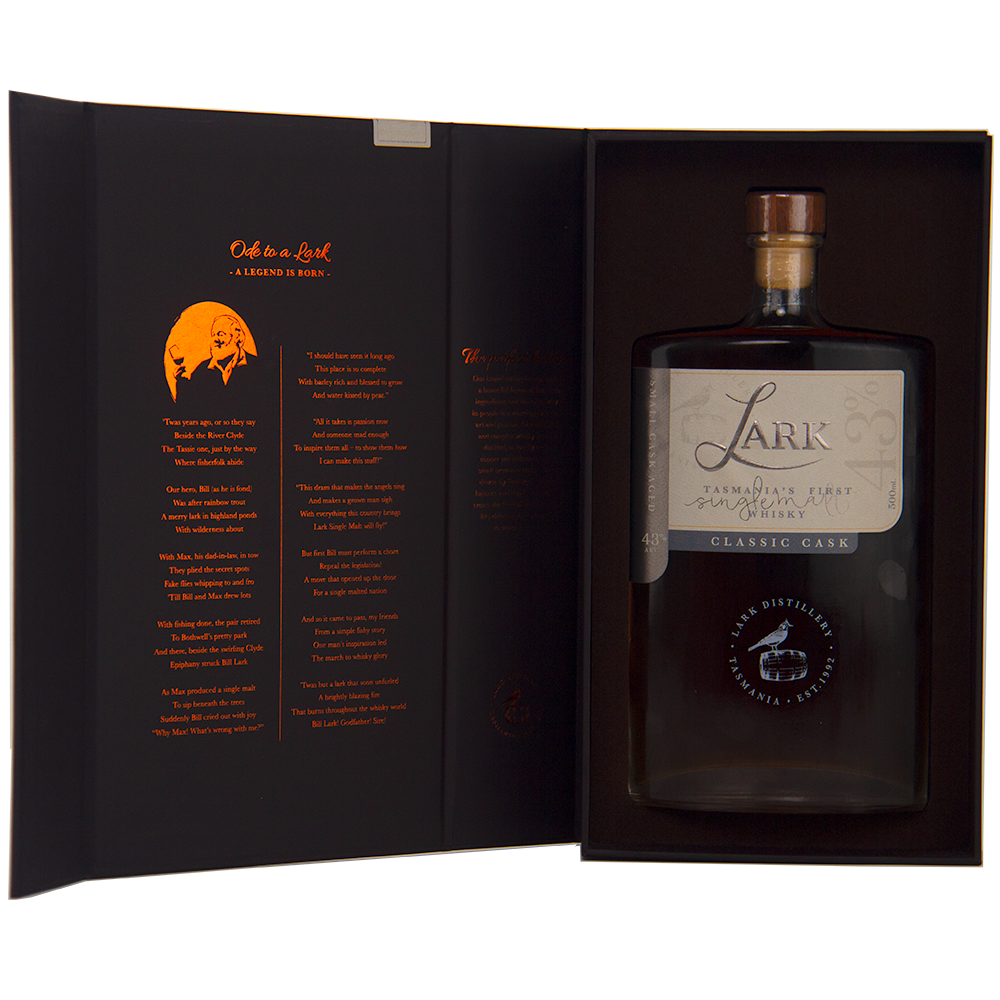 Lark Classic Cask Small Cask Aged Single Malt Tasmanian Whisky (Black Box Edition) 500ml