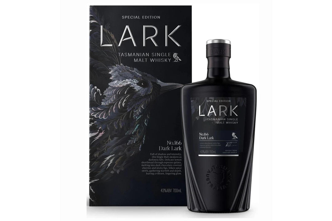 Lark Tasmanian Single Malt Whisky bottle and packaging on a white background
