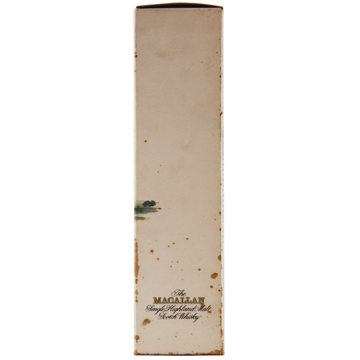 Tall, narrow box with 'The Macallan' branding on a white background
