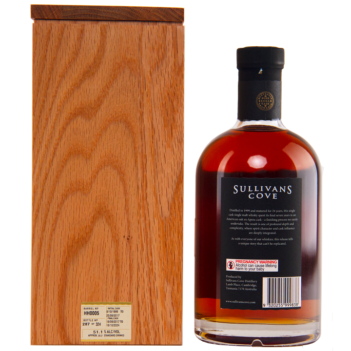 Sullivans Cove American Oak Apera Finish HH0005 24 Year Old Single Malt Australian Whisky