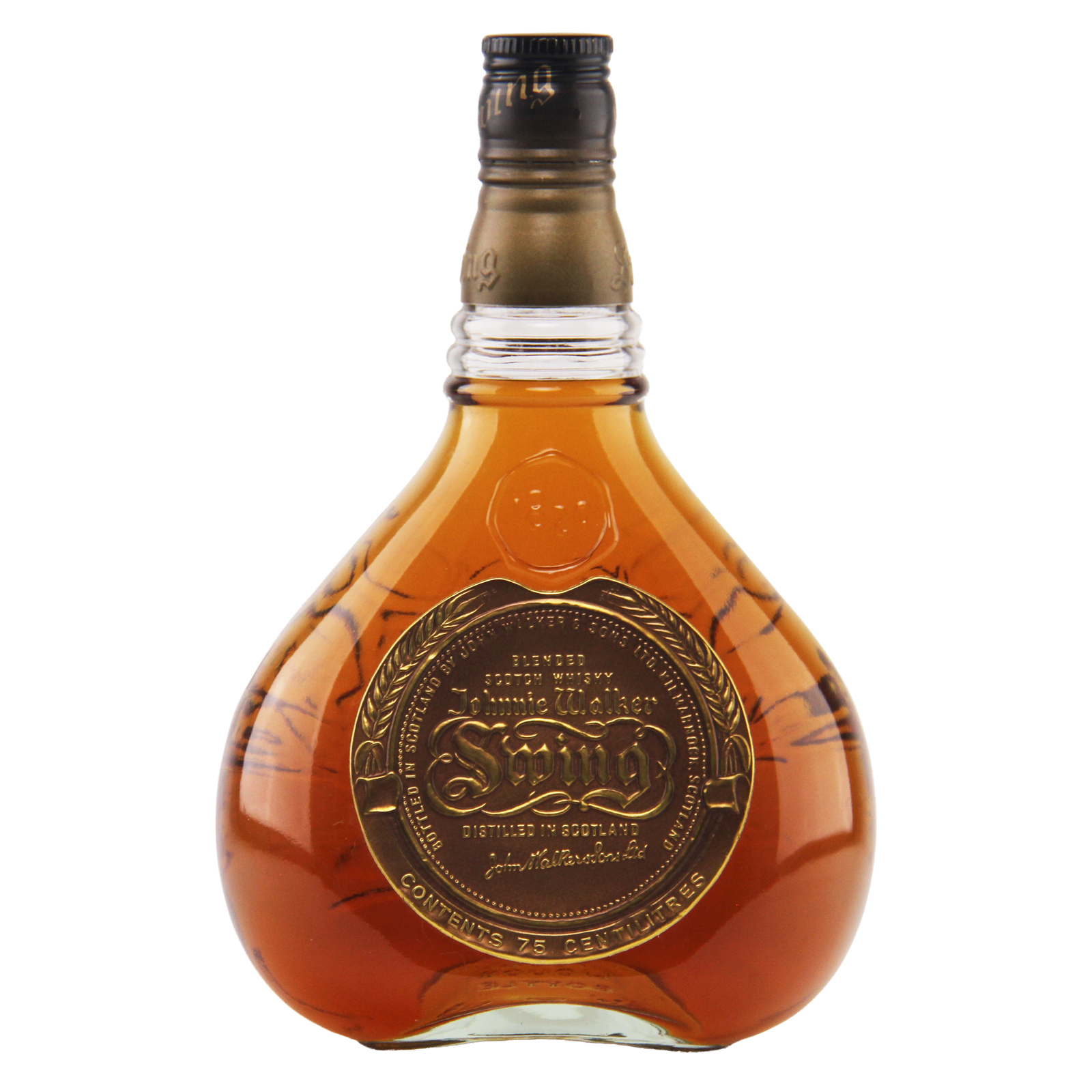 Bottle of Scotia whisky on a white background
