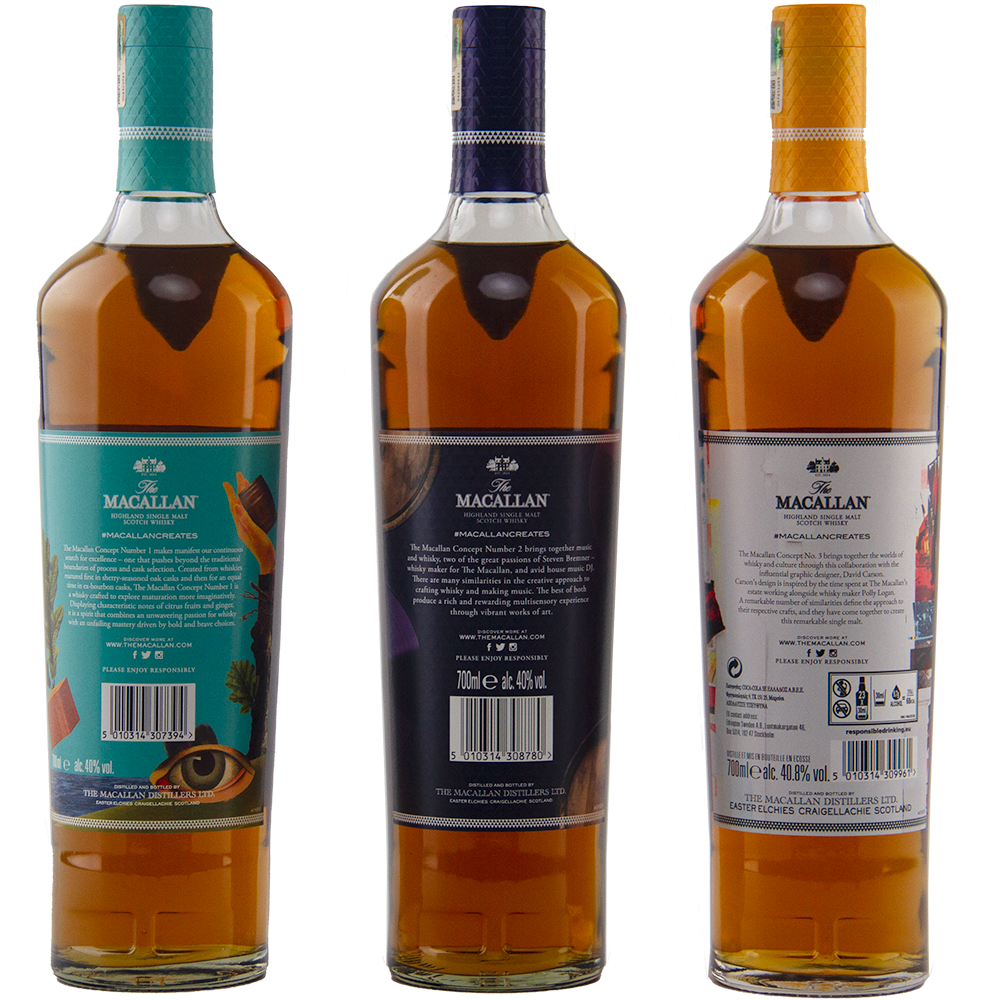 The Macallan Concept Series Numbers 1–3 Complete Set Single Malt Scotch Whisky