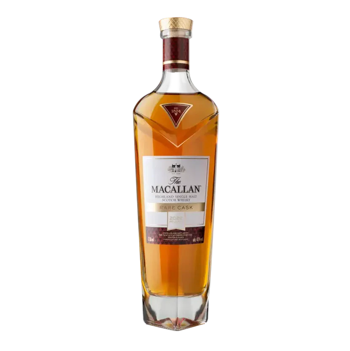 Bottle of The Macallan whisky on a white background