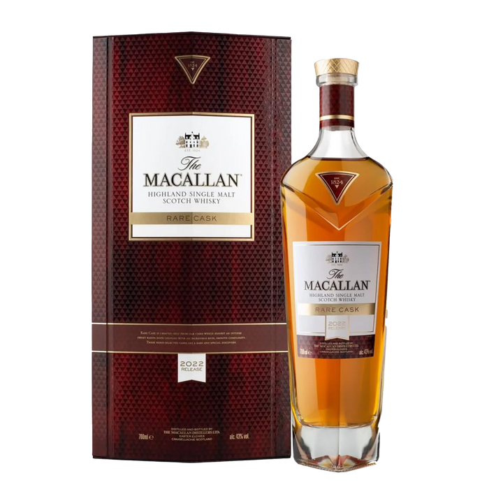 The Macallan whisky bottle and packaging on a white background