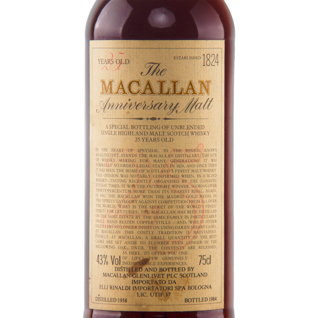 The Macallan 1958 25 Year Old Anniversary Edition Scotch Whisky