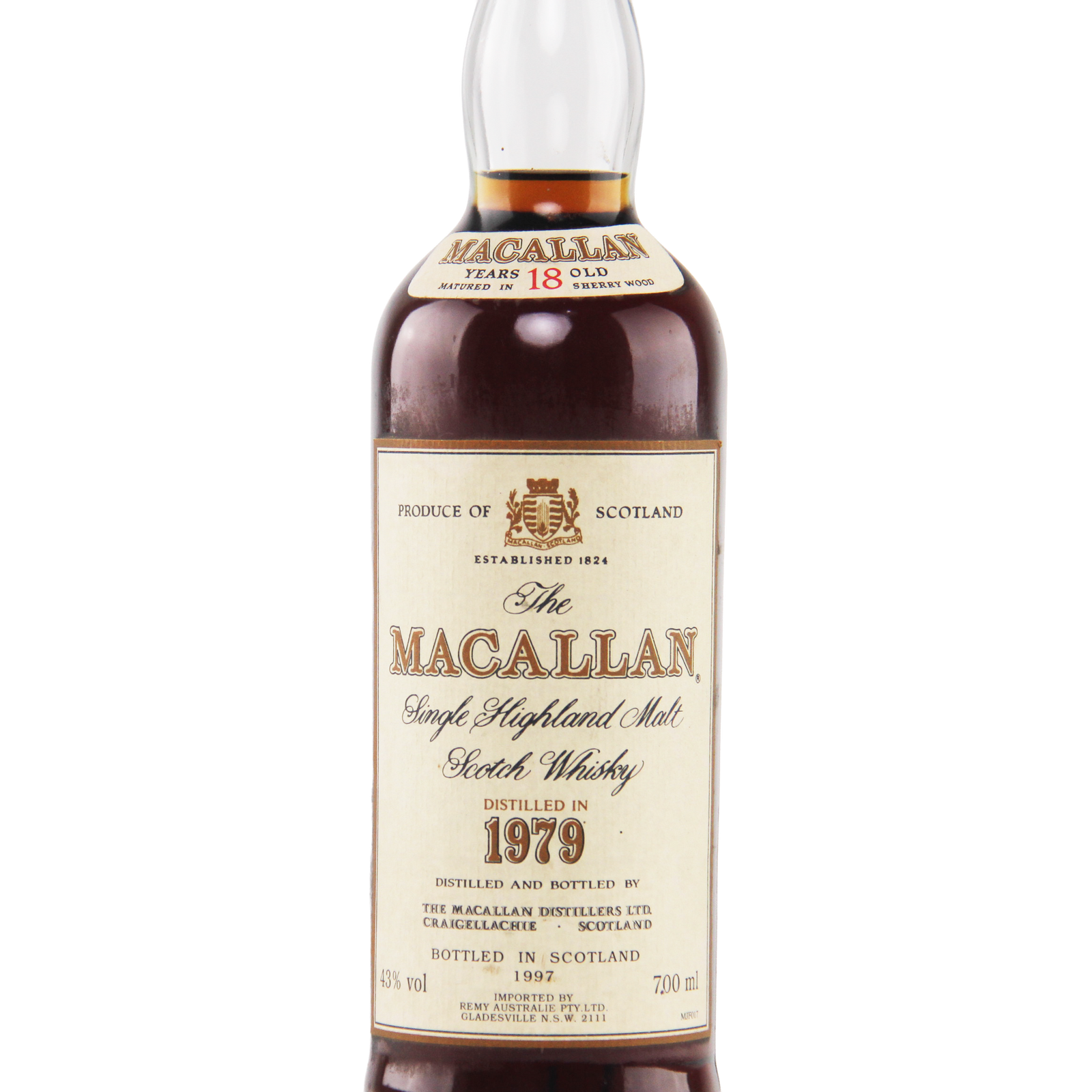 Macallan whisky bottle on a white background