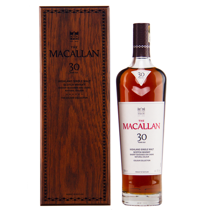 A bottle from The Macallan Colour Collection Set stands beside its elegant box, highlighting the artistry and craftsmanship that define this exceptional release.
