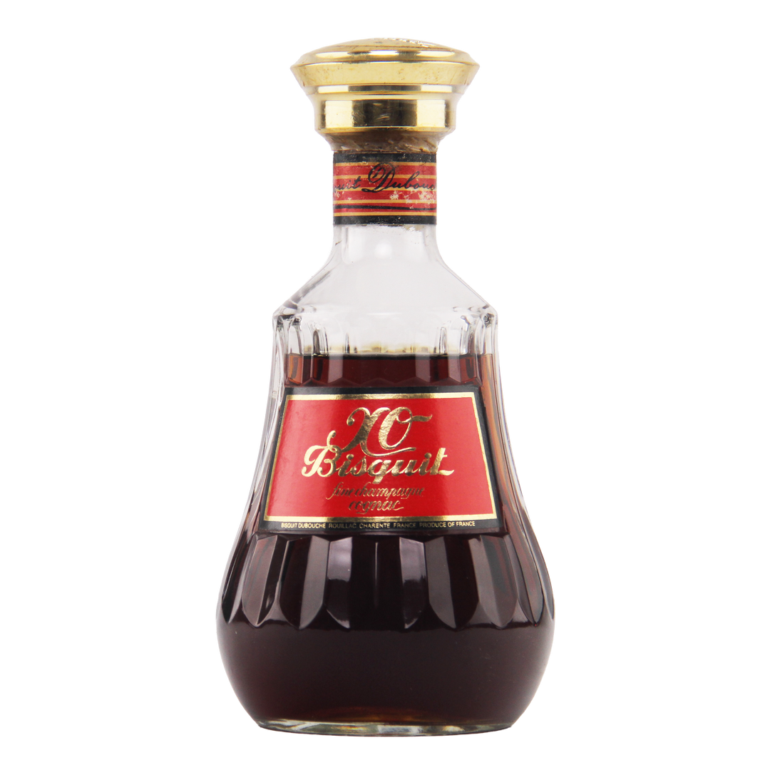 Bottle of XO Brandy with a red label on a white background