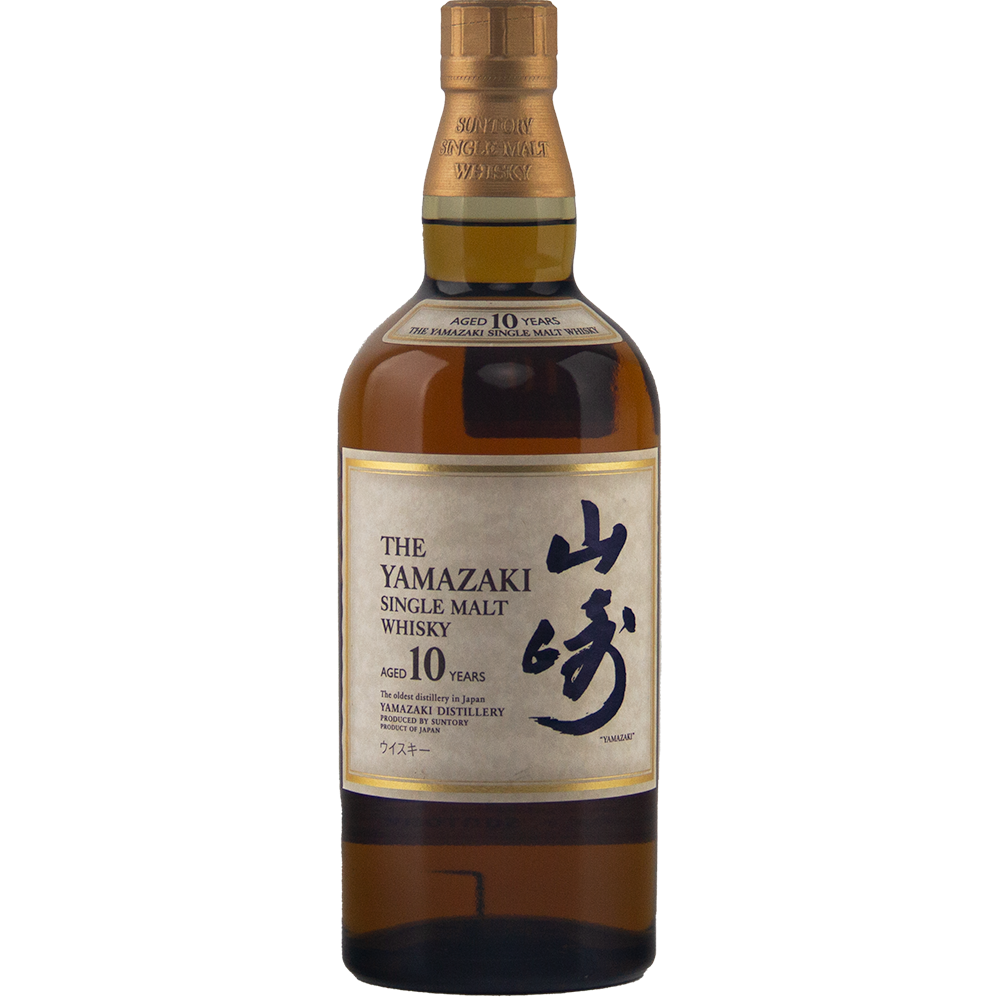 A limited-edition bottle of Yamazaki 10 Year Old Japanese Single Malt Whisky, featuring Suntory’s 100th Anniversary label in English and Japanese with a gold cap, is displayed against a plain white background.