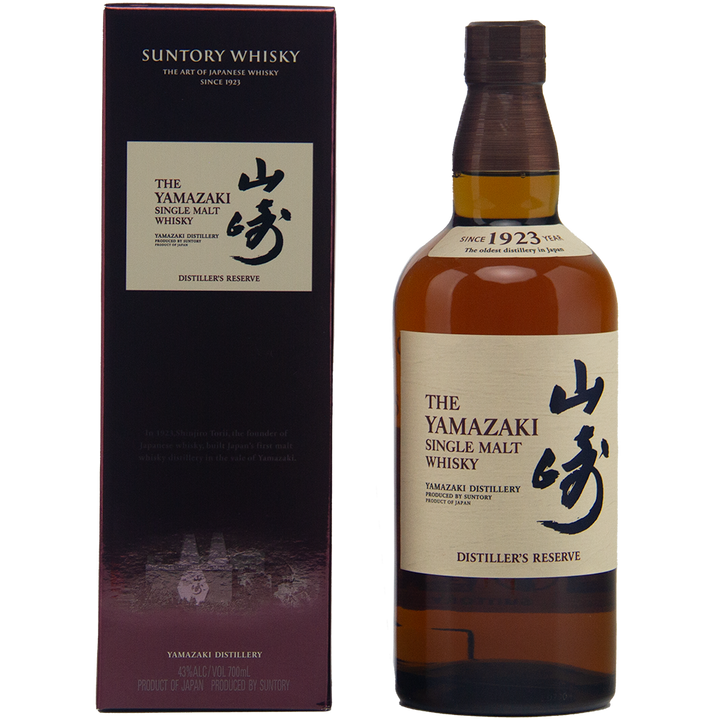 Yamazaki Single Malt Whisky bottle and packaging on a white background
