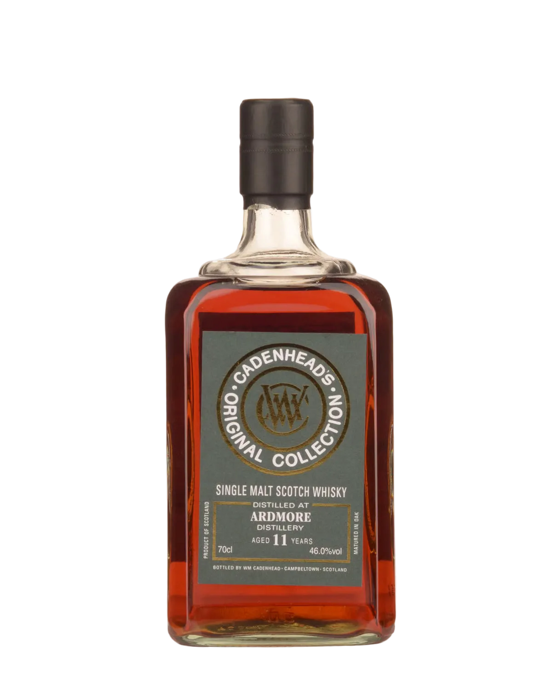 Bottle of Cadenhead's Single Malt Scotch Whisky on a white background