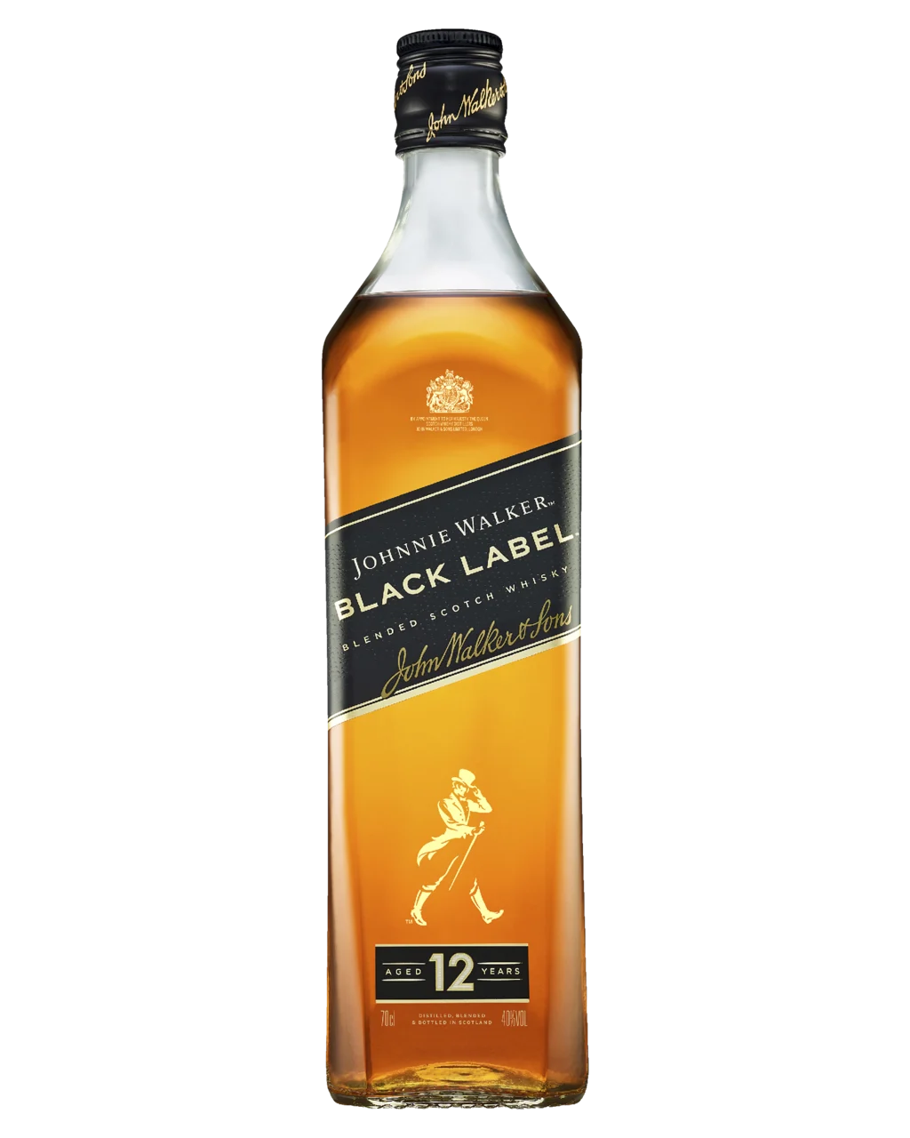 Johnnie Walker Black Label whisky bottle on a white background