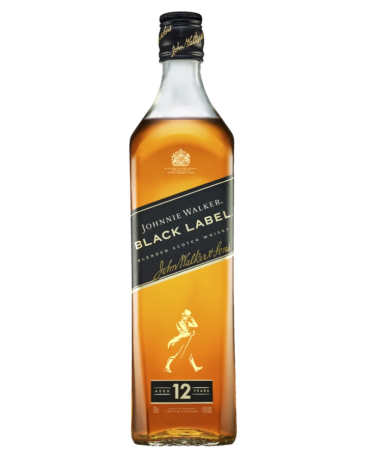 Johnnie Walker Black Label whisky bottle on a white background