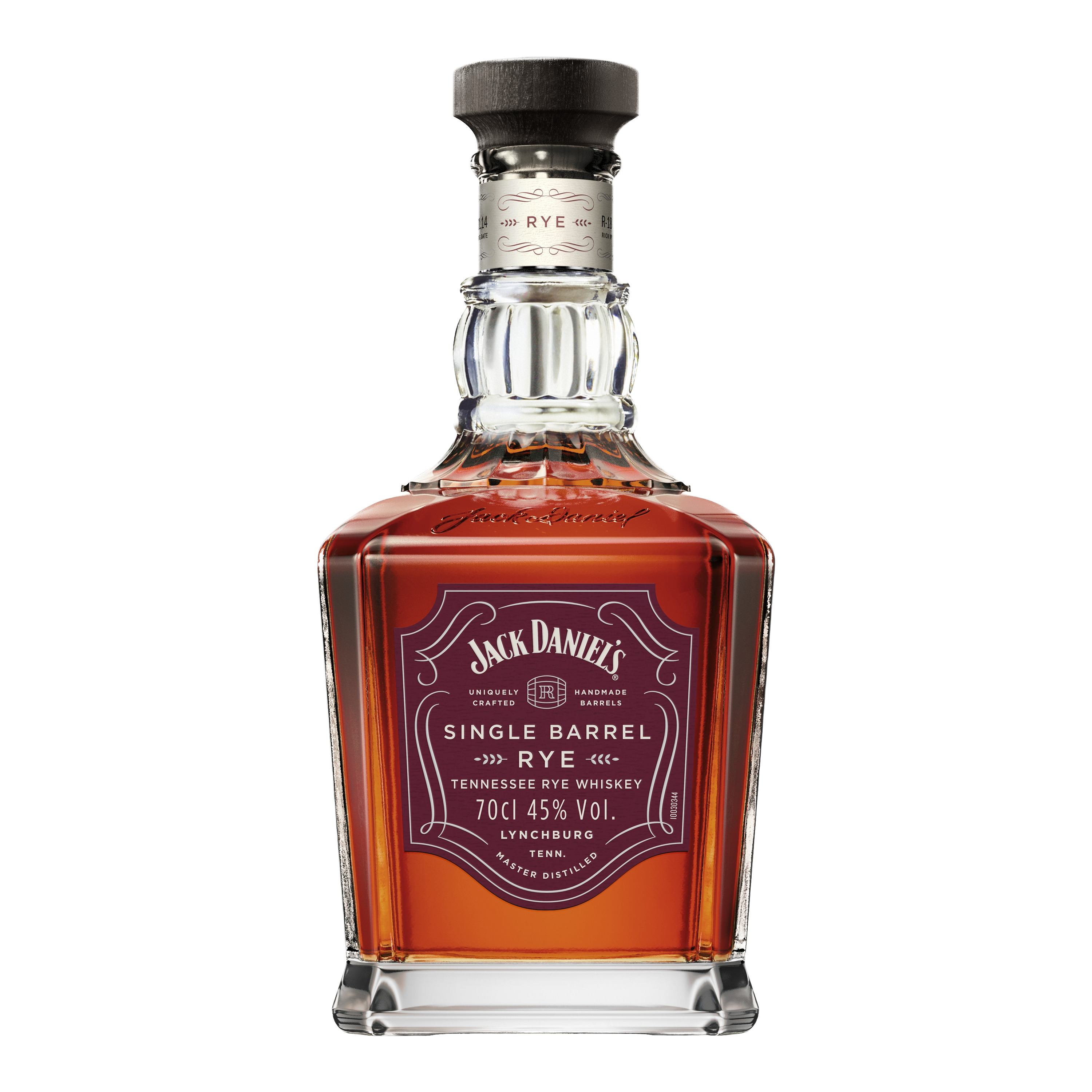 "Jack Daniel's Single Barrel 4 Year Old Rye Whiskey bottle and packaging box available at Whisky Estate, featuring a bold, square-cut glass bottle with a deep amber whiskey inside. The premium packaging emphasizes the distinct rye character, with rich flavors of dried fruit, caramel, and toasted oak, offering a robust and spicy tasting experience unique to single-barrel selections."