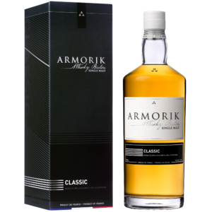 A bottle of the smooth Armorik Class French Single Malt Whisky.