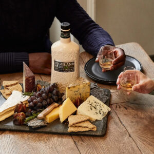 Highland Park 15 Year Old Viking Heart single malt scotch whisky, enjoyed with friends over artisan cheese - Whisky Estate