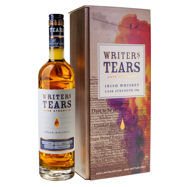 "Writer's Tears Cask Strength bottle available at Whisky Estate, featuring a bold design with a striking label that highlights its high-proof strength. The clear glass bottle showcases the rich amber whiskey, reflecting its intense flavor profile and the craftsmanship behind this exceptional Irish whiskey." - Whisky Estate