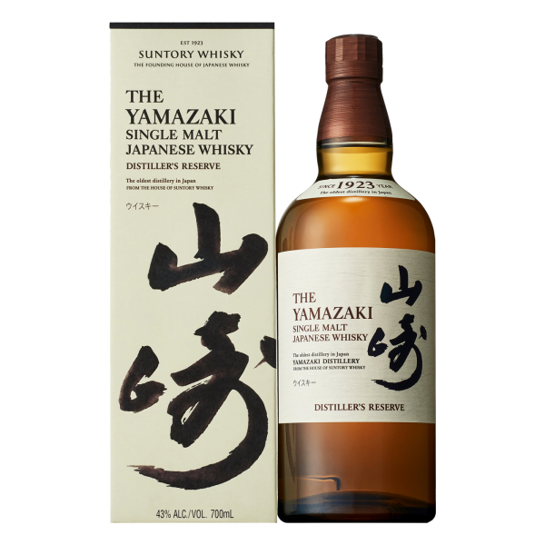 "Yamazaki Distiller’s Reserve Whisky 700mL bottle and package set available at Whisky Estate, featuring a refined design with a label that highlights its craftsmanship. The clear glass bottle reveals the golden amber whisky, while the matching package adds an elegant touch, emphasizing the rich, complex flavor profile of this renowned Japanese single malt."