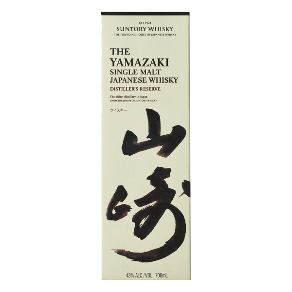 "Yamazaki Distiller’s Reserve Whisky 700mL bottle and package set available at Whisky Estate, featuring a refined design with a label that highlights its craftsmanship. The clear glass bottle reveals the golden amber whisky, while the matching package adds an elegant touch, emphasizing the rich, complex flavor profile of this renowned Japanese single malt."