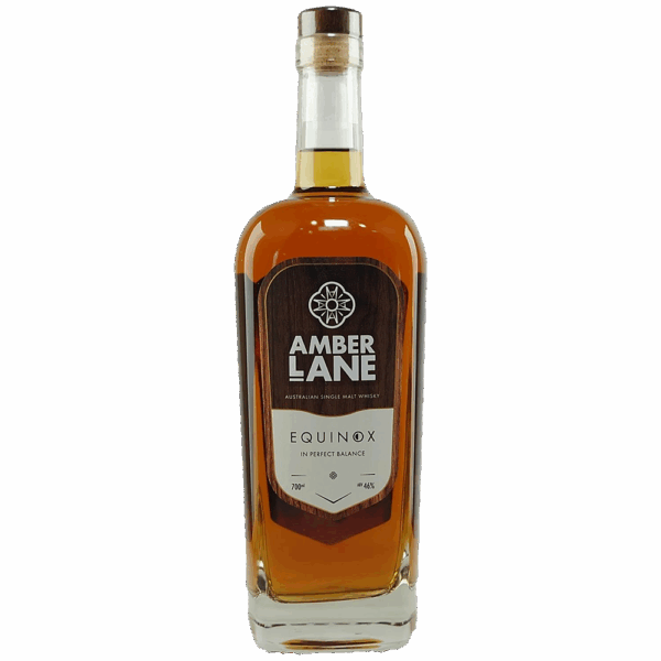 A stand alone bottle of the Amber Lane Equinox Single Malt Whisky
