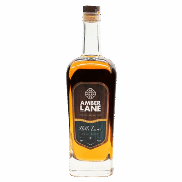 A stand alone bottle of the Amber Lane Noble Lane Single Malt Whisky