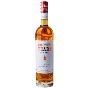 "Writer's Tears Redhead bottle available at Whisky Estate, featuring a classic design with a vibrant label that highlights the unique red oak cask aging. The clear glass bottle showcases the rich amber whiskey, reflecting its smooth, fruity flavor profile and the craftsmanship behind this distinctive Irish whiskey."