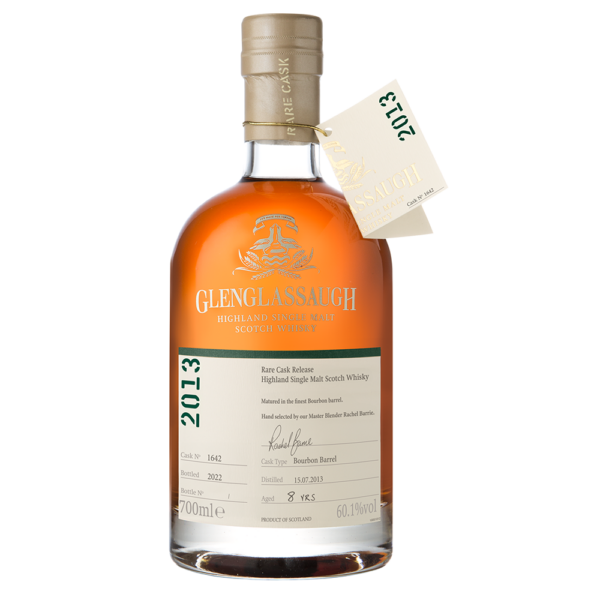 Glenglassaugh 8 Year Old 2013 Release is a cask strength whisky at 60.1% ABV, featuring a rich profile of sweet malt, ripe fruits, and coastal salinity. - Whisky Estate