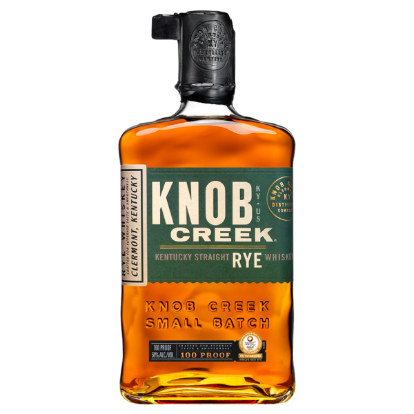 A bottle of Knob Creek Rye Whiskey, featuring bold rye spice, toasted oak, and hints of caramel and citrus. - Whisky Estate