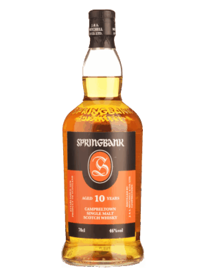 Springbank 10-Year-Old, an award-winning single malt known for its complex flavors and coastal character, is available at Whisky Estate.