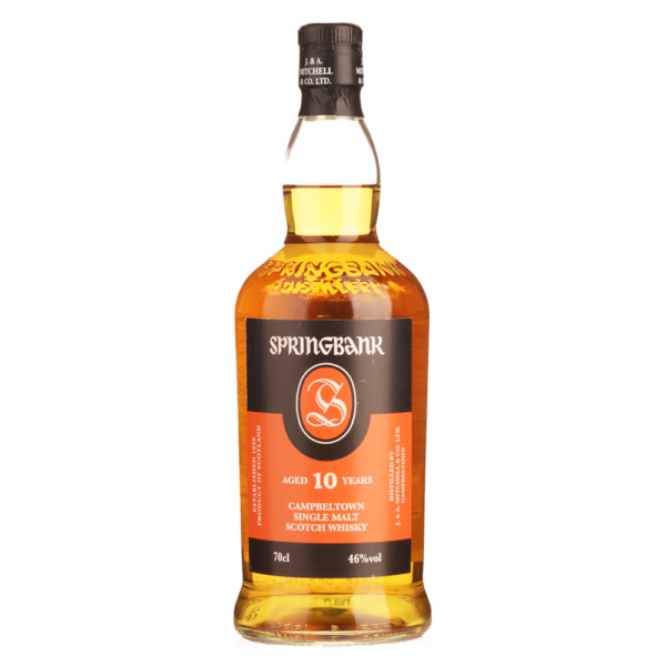 Springbank 10-Year-Old, an award-winning single malt known for its complex flavors and coastal character, is available at Whisky Estate.