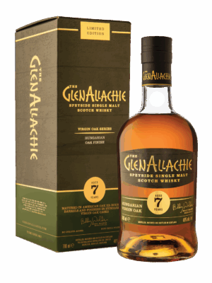 The GlenAllachie 7 Year Old Hungarian Oak is a distinctive single malt, initially matured in American oak before a secondary maturation in rare, air-dried Hungarian virgin oak casks. This unusual wood choice imparts rich, spicy complexity, highlighting GlenAllachie’s commitment to innovative cask management. - Whisky Estate