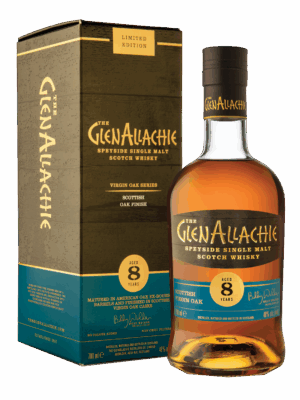 The GlenAllachie 8 Year Old Scottish Oak is a unique single malt, initially matured in American oak before being finished in rare Scottish Sessile oak casks. Sourced from sustainably managed forests, this native wood enhances the whisky with rich spice, sweet toffee, and delicate herbal notes, showcasing GlenAllachie’s expertise in cask innovation. - Whisky Estate