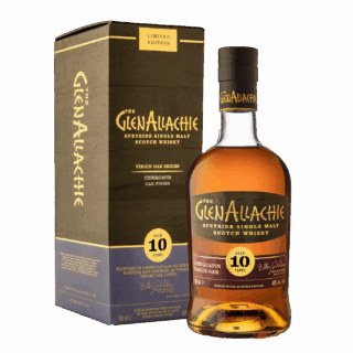 Matured in rare Chinquapin oak casks, this 10 year old GlenAllachie offers a bold fusion of spice, toasted oak, and rich toffee. - Whisky Estate