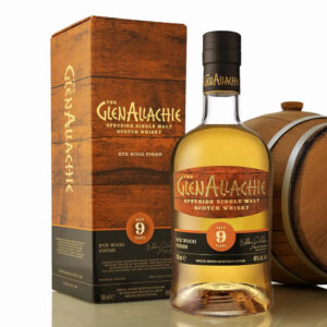 The GlenAllachie 9 Year Old Rye Wood is a distinctive single malt, initially matured in American oak before being finished in rye whiskey casks. This secondary maturation enhances the whisky with bold spice, sweet toffee, and a hint of peppery warmth, adding an exciting twist to GlenAllachie’s rich house style. - Whisky Estate