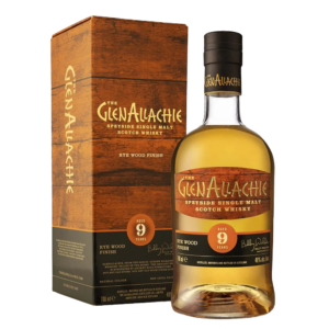 The GlenAllachie 9 Year Old Rye Wood is a distinctive single malt, initially matured in American oak before being finished in rye whiskey casks. This secondary maturation enhances the whisky with bold spice, sweet toffee, and a hint of peppery warmth, adding an exciting twist to GlenAllachie’s rich house style. - Whisky Estate