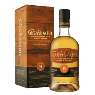 The GlenAllachie 9 Year Old Rye Wood is a distinctive single malt, initially matured in American oak before being finished in rye whiskey casks. This secondary maturation enhances the whisky with bold spice, sweet toffee, and a hint of peppery warmth, adding an exciting twist to GlenAllachie’s rich house style. - Whisky Estate