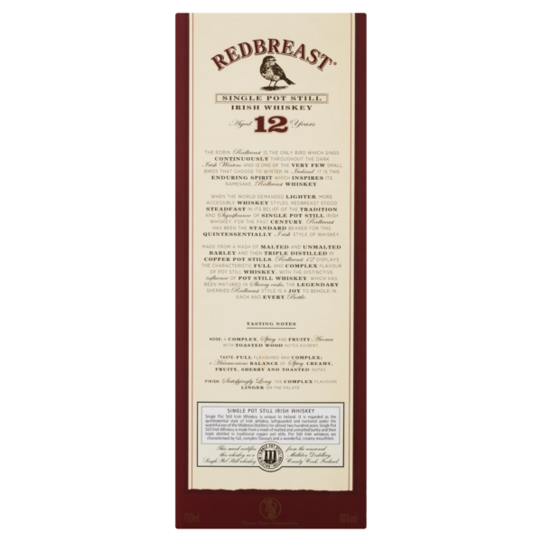 Redbreast 12 Year Old Single Pot Still Irish Whiskey - Image 4