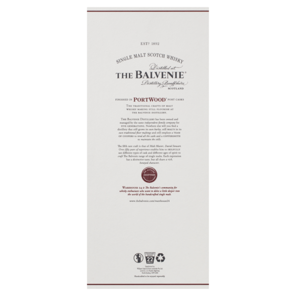 The Balvenie PortWood 21 Year Old Single Malt Scotch Whisky - Image 4