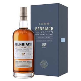 The Benriach The Twenty Five 25 year old single malt scotch whisky bottle and presentation box available at Whisky Estate